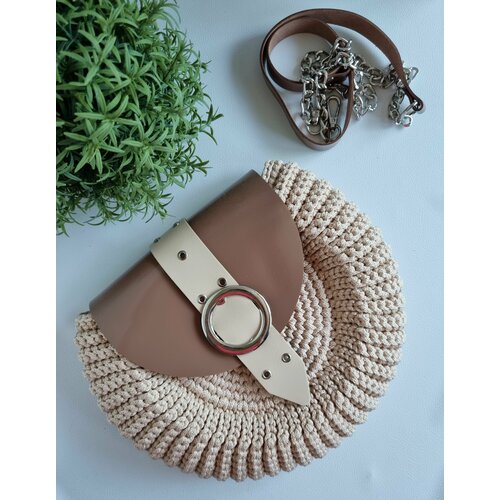 фото Сумка кросс-боди , фактура вязаная, бежевый нет бренда