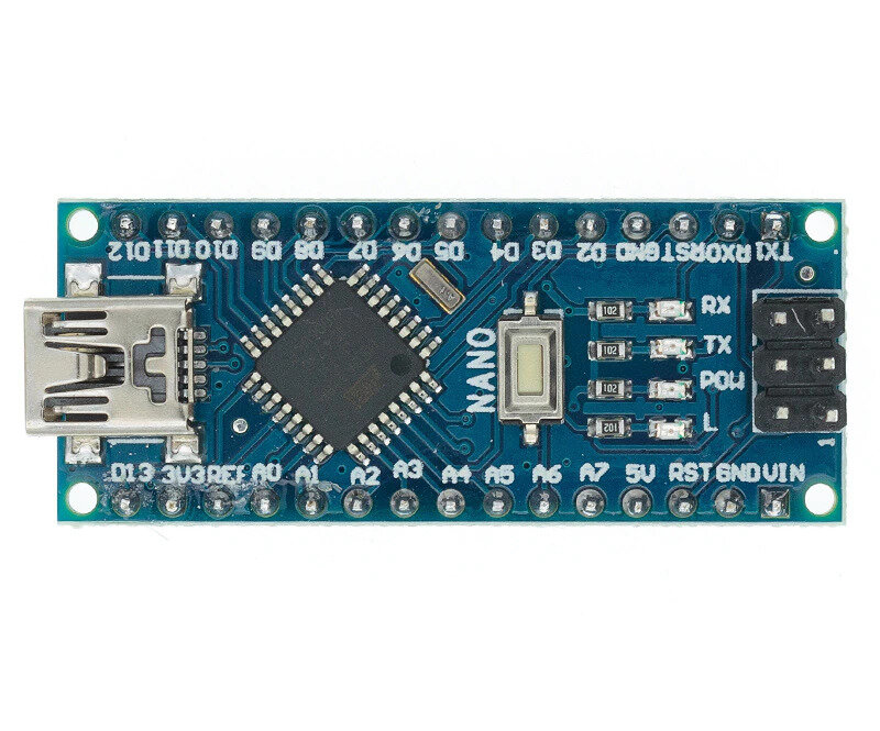 Плата (контроллер) Arduino Nano v3.0(ATMEGA328P) cпаянный + кабель и штыревые вилки