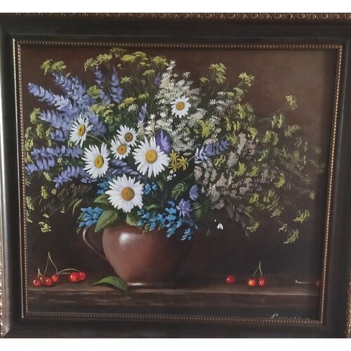 Натюрморт Деревенский натюрморт с ромашками картина маслом холст 4450 см ручная работа Соснина Татьяна 15000₽