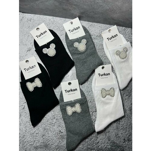 фото Носки , размер 35-42, черный, белый, серый нет бренда