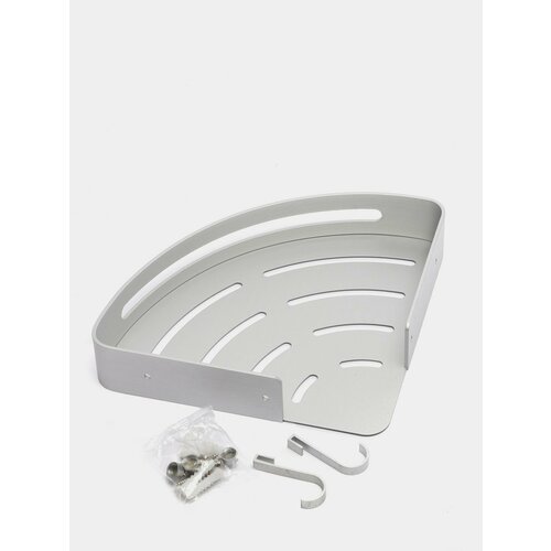 FASHUN LOFT полочка угловая 225x225x45 мм с крючками авиационный алюминий Цвет Серый металлик 5988₽