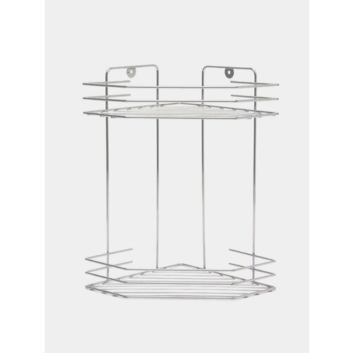 Полка угловая настенная для ванной комнаты кухни бани 2 секции 205 х 205 х 315 см Цвет Хром 1399₽