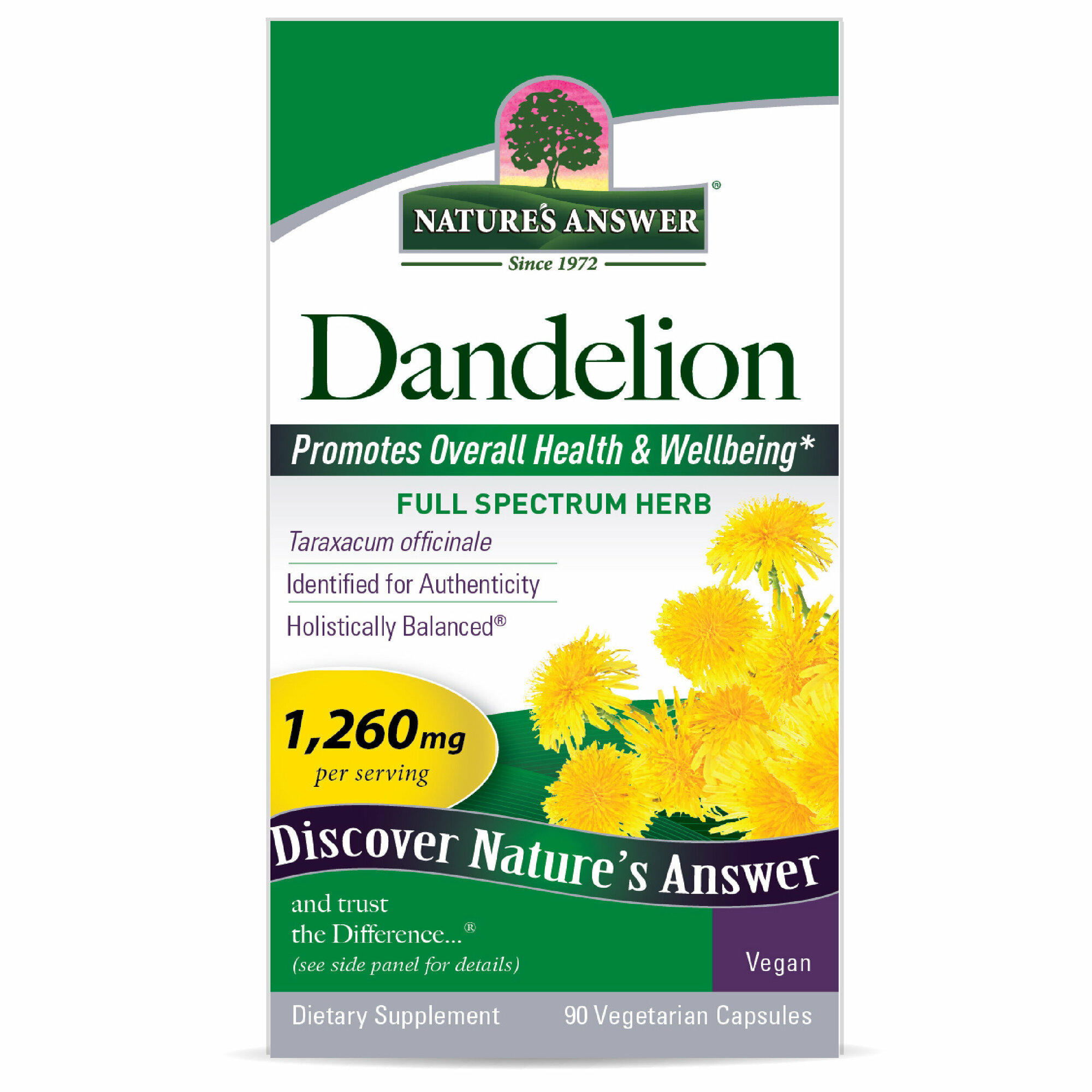 Nature's Answer Dandelion 1260 mg Root (Одуванчик 1260 мг Корень) 90 вег капсул (Nature's Answer)