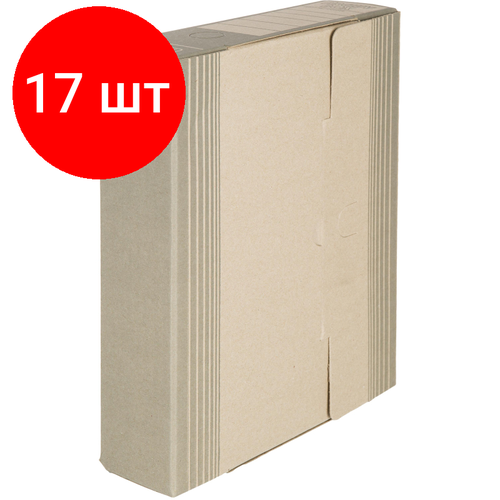 Комплект 17 штук, Короб архивный Attache 75мм переплетный картон сер. полоски