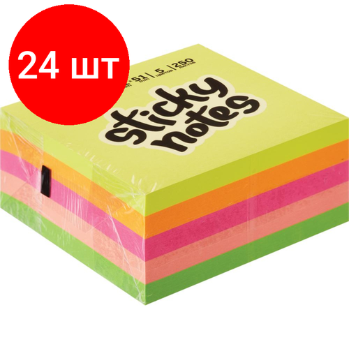 Комплект 24 штук, Стикеры Attache Selection миникуб 51х51, радуга 250 л стикеры attache selection миникуб 51х51 зеленый 250 л