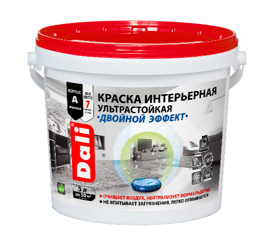 фото Dali / Дали краска ультрастойкая Двойной эффект интерьерная износостойкая 2,5л