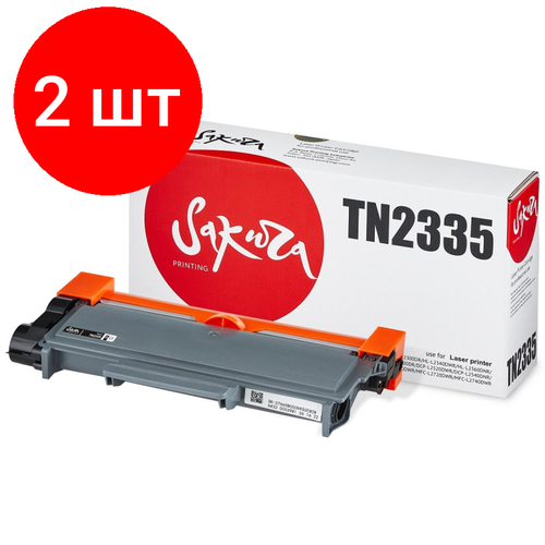 Комплект 2 штук, Картридж лазерный SAKURA TN-2335 чер. для Brother HL-L2300DR драм картридж sakura dr2335 для brother hl l2300dr brother hl l2340dwr brother hl l2360dnr brother hl l2365dwr brother dcp l2500dr черный 12000 стр 1 цвет