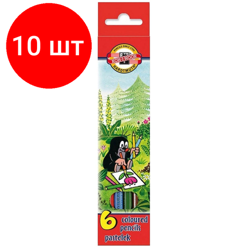 Комплект 10 наб, Карандаши цветные KOH-I-NOOR Крот 6 цв/наб 3651006026KSRV