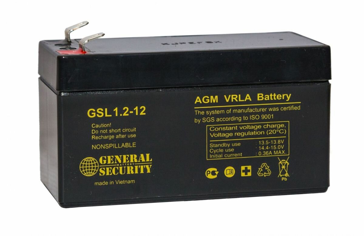 Аккумулятор General Security GSL 1.2-12 (12V / 12Ah) ИБП / весы / касса / фонарик / геодезия