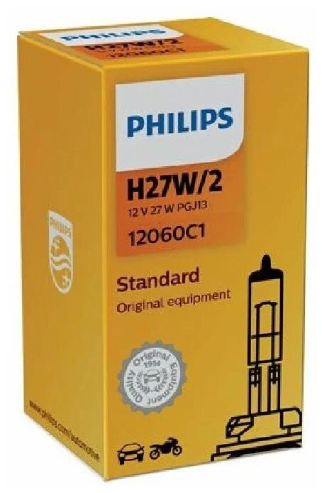 Лампа автомобильная галогенная Philips Vision 12060C1 H27W/2 12V 27W PG13 3200K 1 шт.