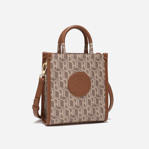 Сумка , фактура зернистая, коричневый, бежевый