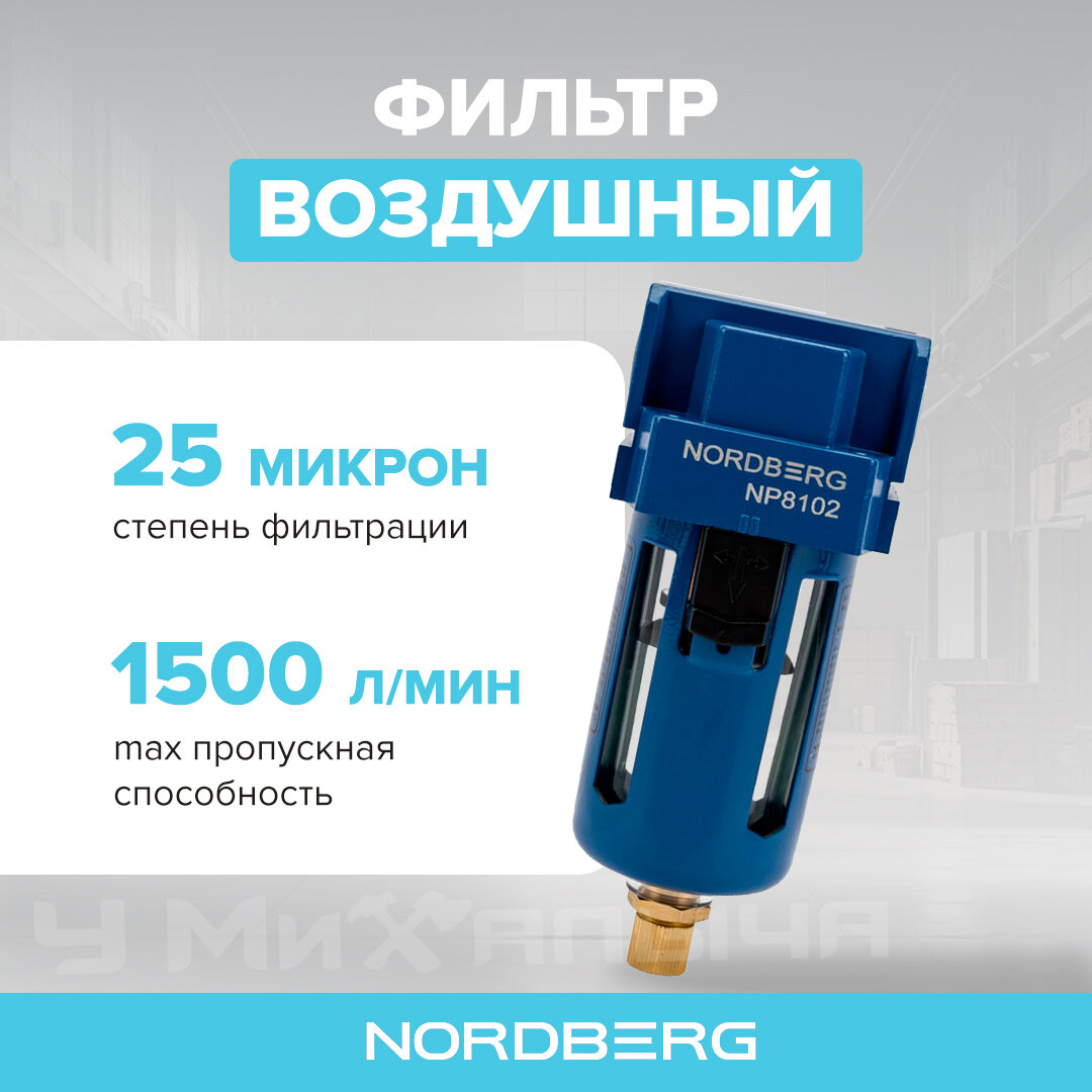 Фильтр воздушный NORDBERG NP8102 1/4" 1500 л/мин