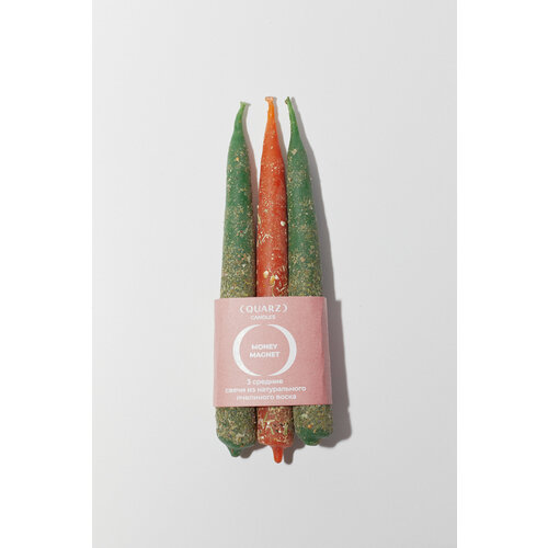 QUARZ Набор свечей Money Magnet, 3 шт. / натуральный пчелиный воск, травы, ручная работа