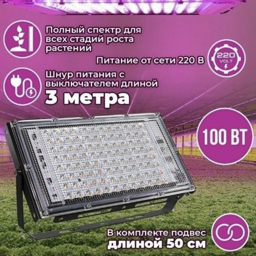 фото Фитосветильник, фитолампа для растений, рассады, цветов.100 вт