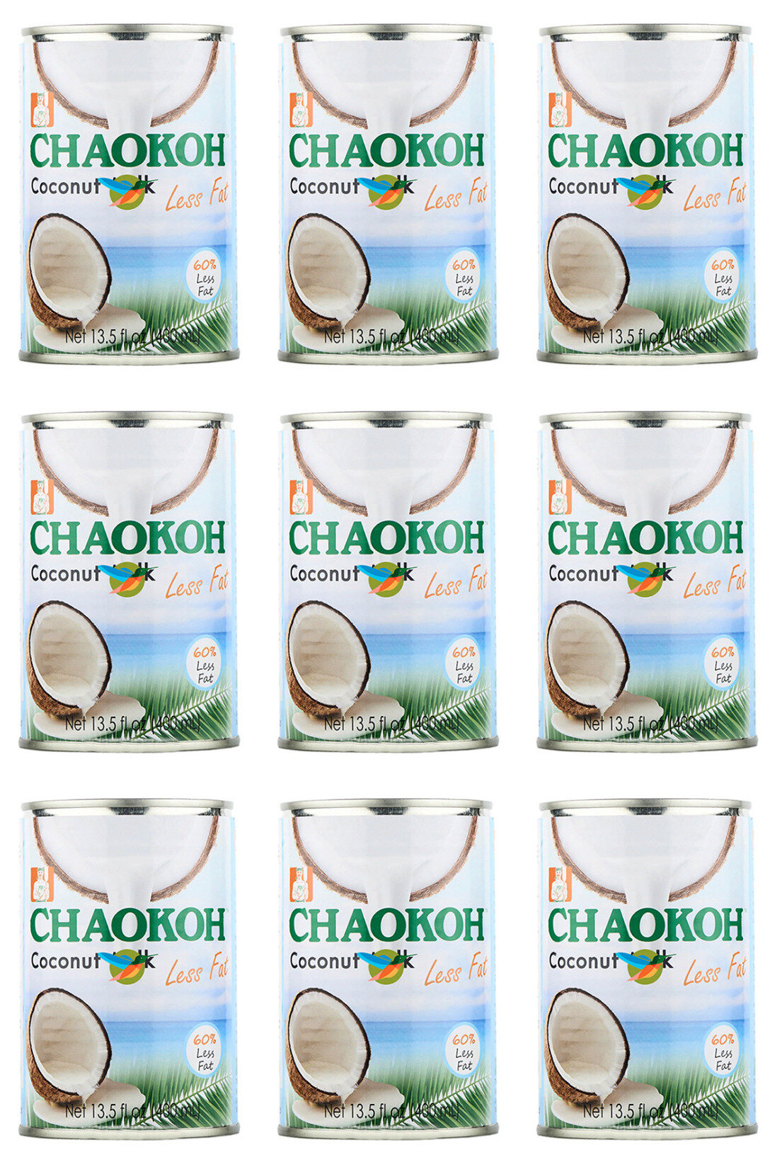 Chaokoh Кокосовое молоко Less Fat, 400 мл, 9 шт