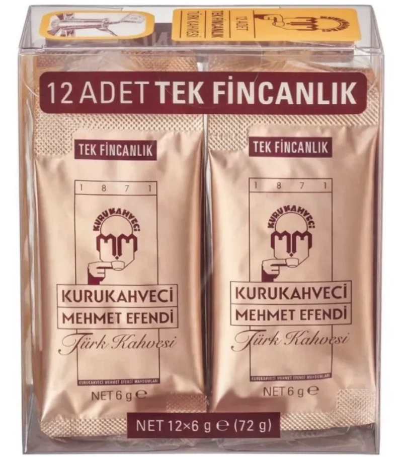 Турецкий кофе молотый Kurukahveci Mehmet Efendi 12*6гр (72гр) пакет / Мехмет Эфенди Арабика 100%