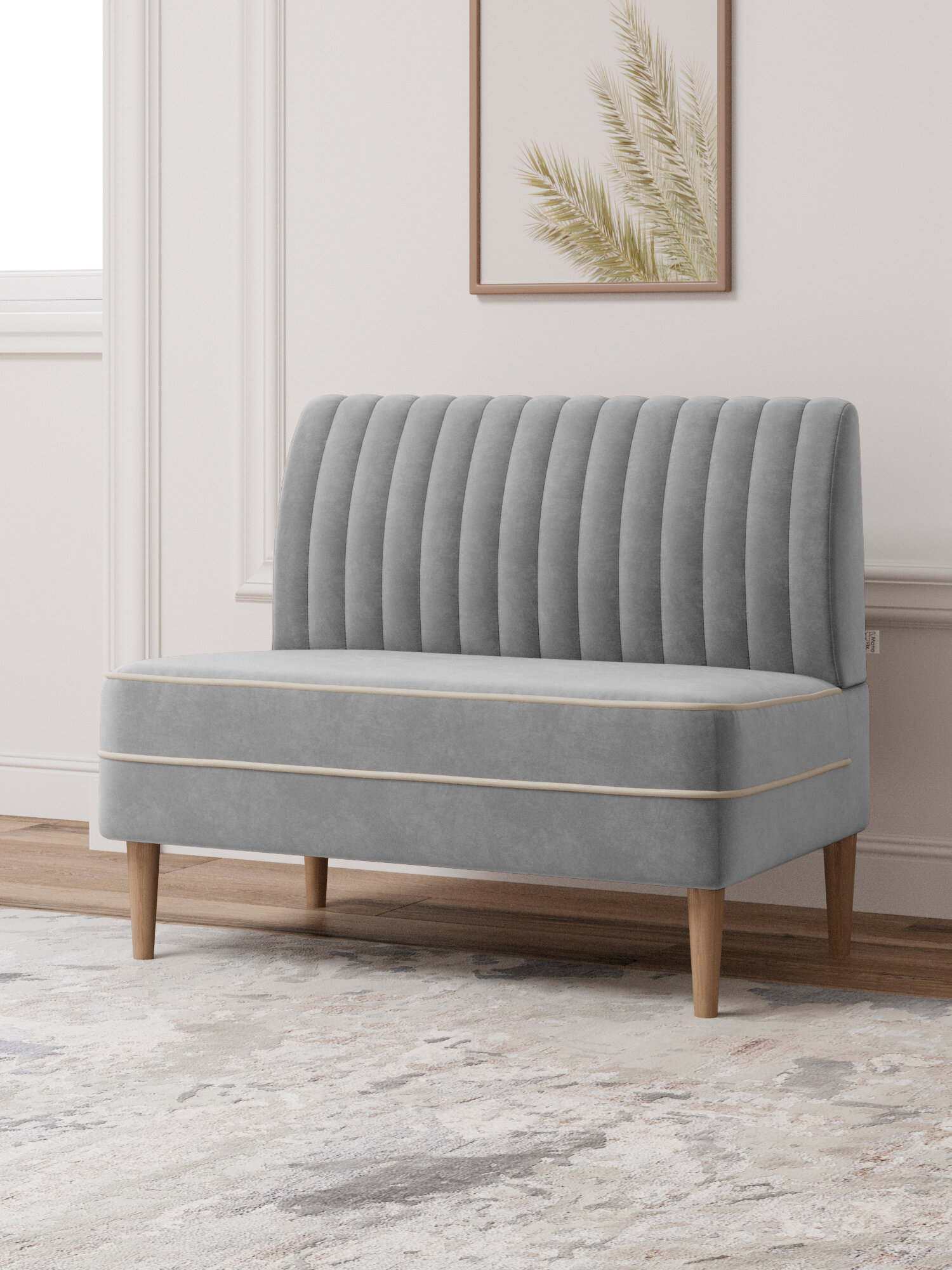 фото Диван амма, велюр, светло-серый (№52)