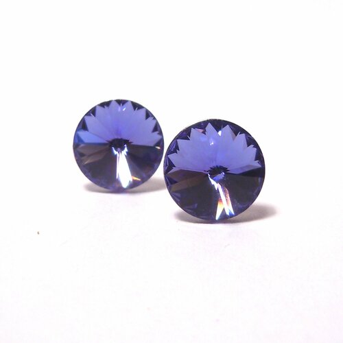 Серьги пусеты  Пусеты ELIS 8мм/Чехия, кристаллы Swarovski, размер/диаметр 8 мм, фиолетовый