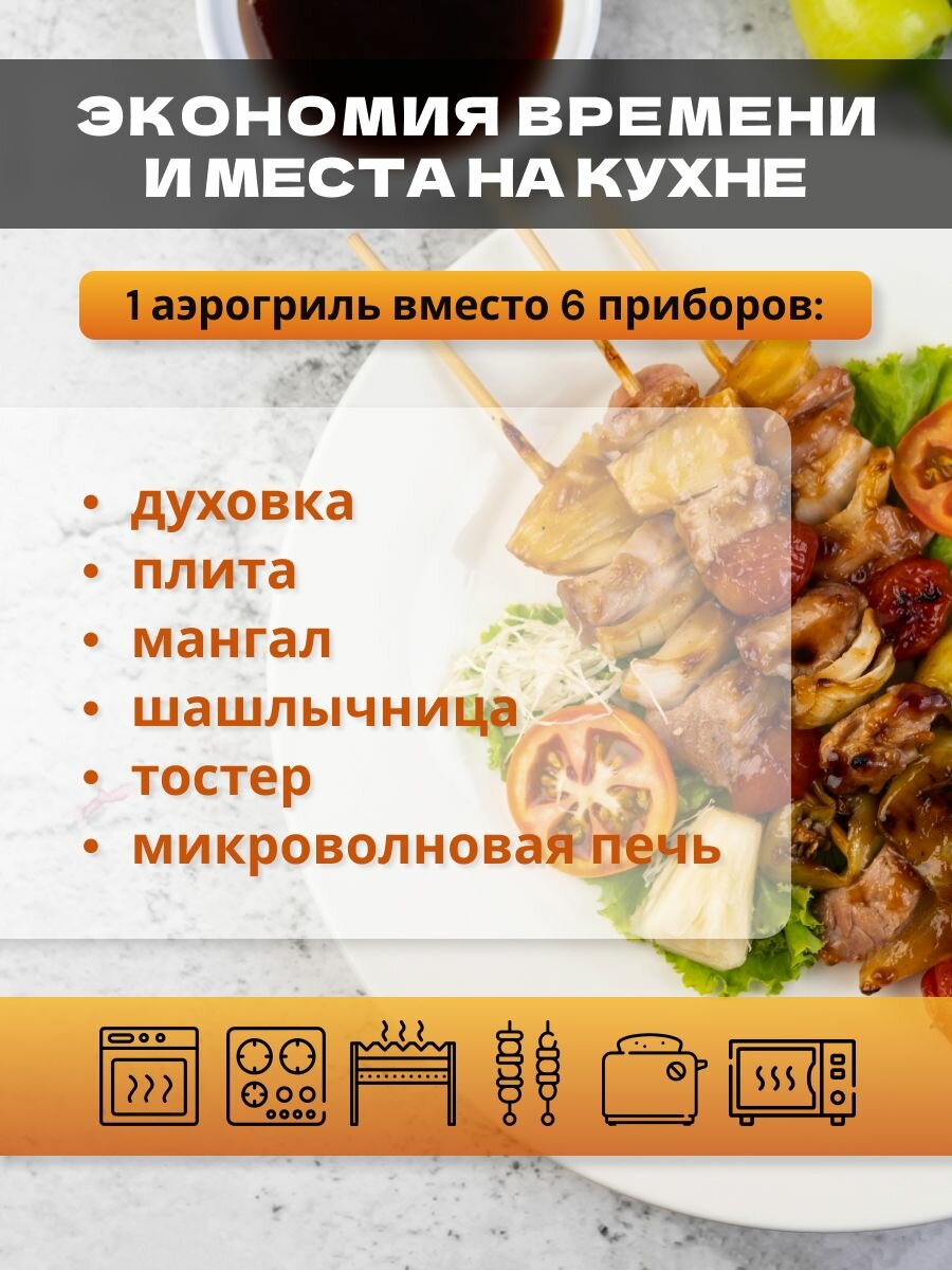 Аэрогриль электрический Classmark HD-1145 аэрофритюрница, решетка, 1450 Вт и 12 программ, объем 4.6 л, приготовление без масла до 200 градусов, с антипригарным покрытием, таймер, цвет черный — фото 1