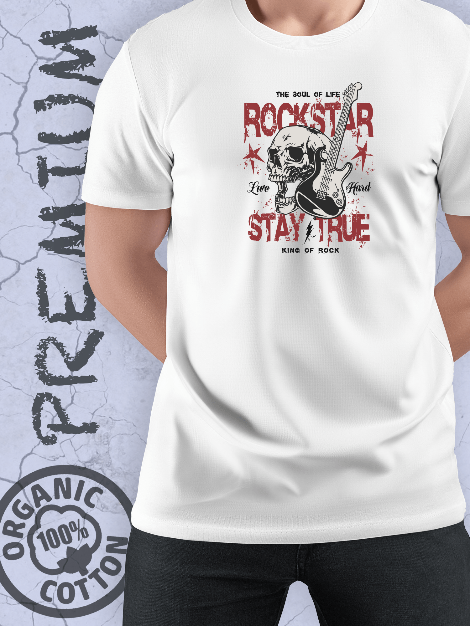 Футболка SMAIL-P череп с гитарой надпись rockstar stay true