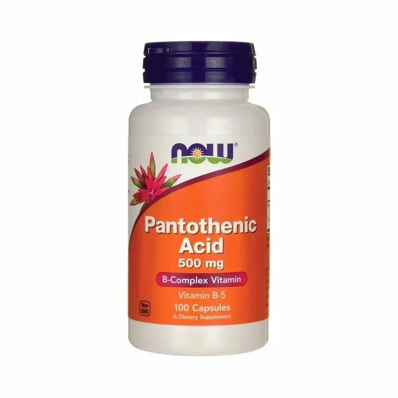 Изображение Пантотеновая кислота (витамин В5) NOW Pantothenic Acid 500 mg, 100 капсул