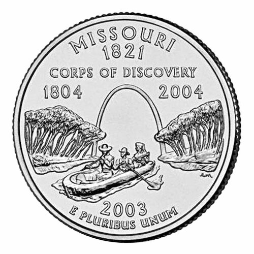 Монета 25 центов Миссури. Штаты и территории. США D 2003 UNC