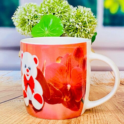 Кружка с ложкой С 8 Марта Счастья Радости Любви классическая для чая и кофе керамика 300 мл 549₽