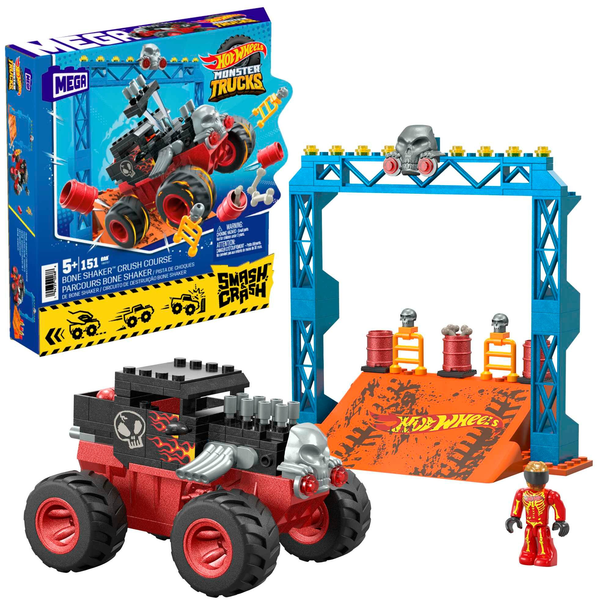 Конструктор Mattel MEGA HW MONSTER TRUCKS BONE SHAKER CRUSH COURSE Монстр-трак Боун Шейкер HKF87