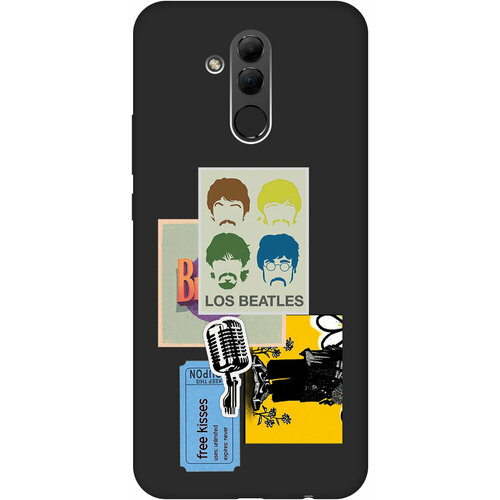 Матовый Soft Touch силиконовый чехол на Huawei Mate 20 Lite, Хуавей Мейт 20 Лайт с 3D принтом Beatles Stickers черный матовый чехол bts stickers для huawei mate 20 lite хуавей мейт 20 лайт с 3d эффектом черный