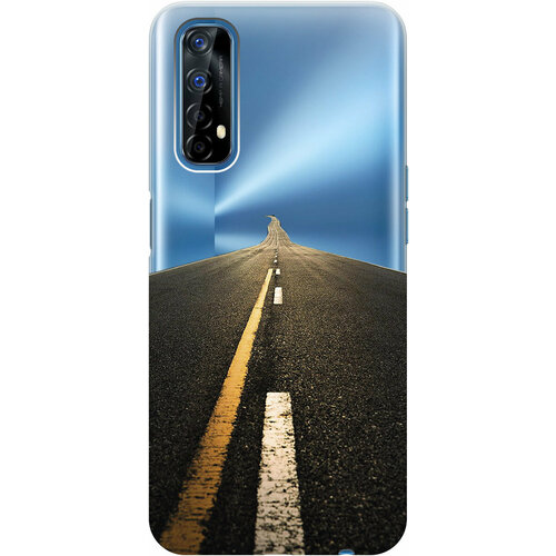 Силиконовый чехол на realme 7, Рилми 7 с 3D принтом Road прозрачный силиконовый чехол на realme 7 рилми 7 с 3d принтом indifference прозрачный