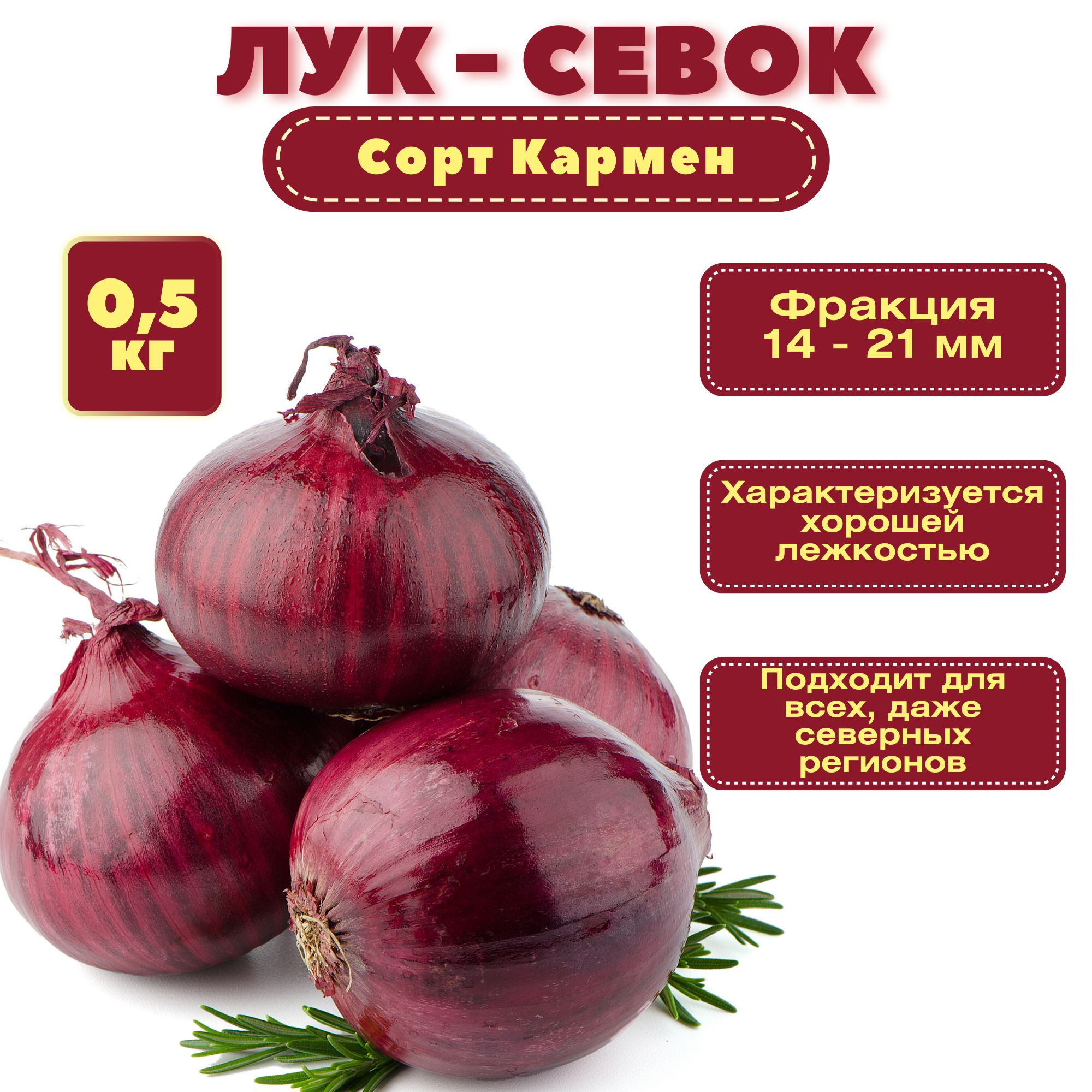 Лук севок Кармен (Россия) фасовка 05 кг: сорт устойчив к гнилям ложной мучнистой росе ржавчине; прекрасно переносит температурные колебания