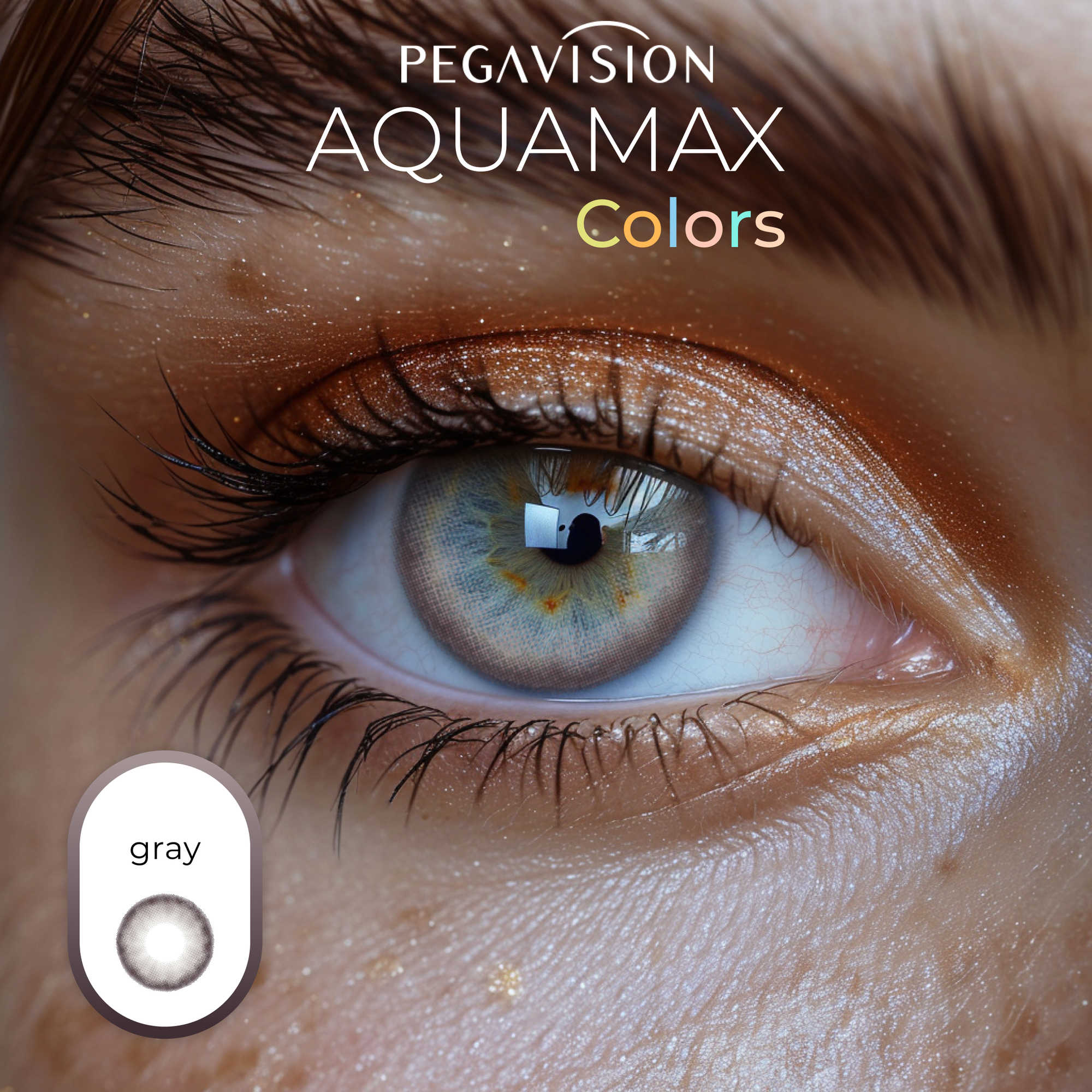 Цветные линзы Pegavision Aquamax Colors 2 линзы R 8.6 SPH -1.50 Gray (серые) D 14.2, ежемесячные