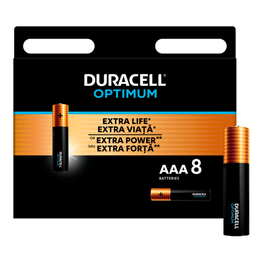 Батарейка DURACELL OPTIMUM LR03 BL8 батарейка aaа щелочная duracell lr3 20 10 2 bl basic отрывные