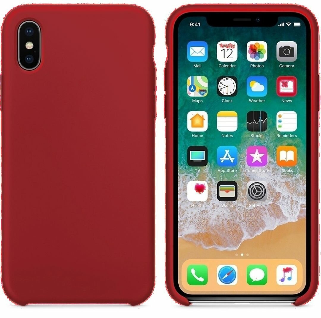 Silicone Case чехол для iPhone X /XS , айфон 10 икс красный Red