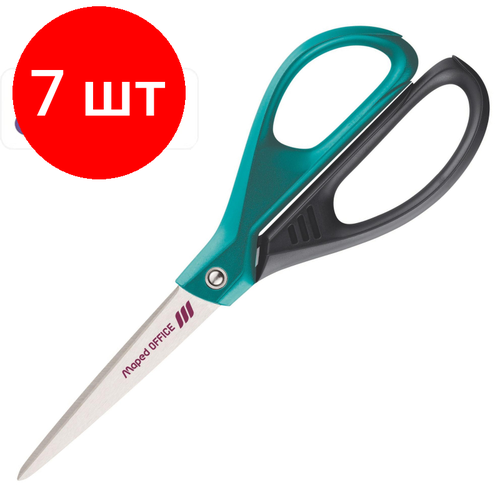 Комплект 7 штук, Ножницы Maped Essentials Green Deco,210мм, пласт. симм. ручки, ассорти,468101