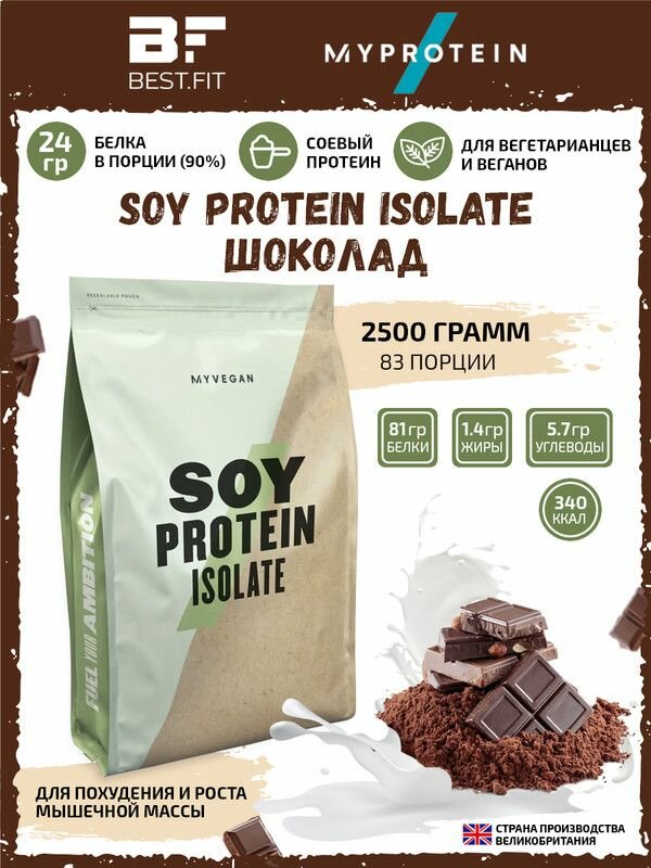 Myprotein, Soy Protein Isolate, 2,5кг (Шоколад)