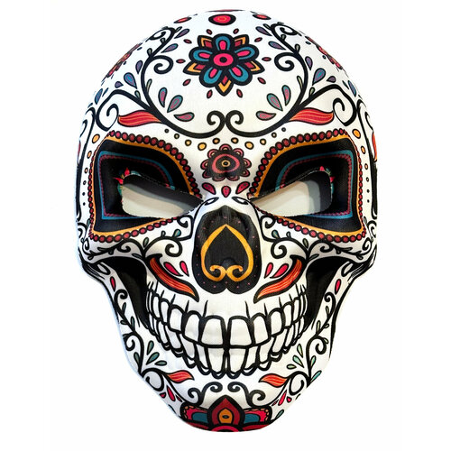 Карнавальная маска Санта Муэрте из ПВХ (цветок) / Маска День мертвых (Dia de los Muertos) / Маска для вечеринки Santa Muerte (CS)