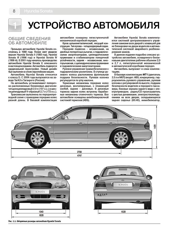 Hyundai Sonata V выпуск с 2001 г. Руководство по эксплуатации, техническому обслуживанию и ремонту - фото №2