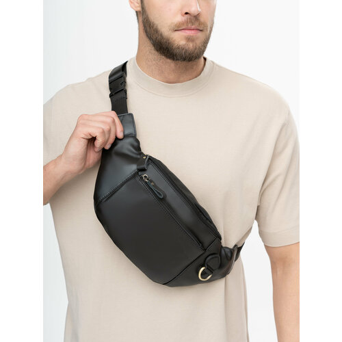 фото Сумка поясная faustini, фактура гладкая, зернистая, черный