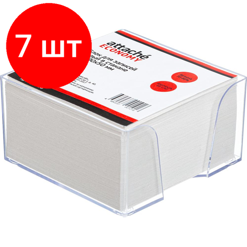 Комплект 7 штук, Блок для записей в подставке ATTACHE эконом в стакане 9х9х5 белый