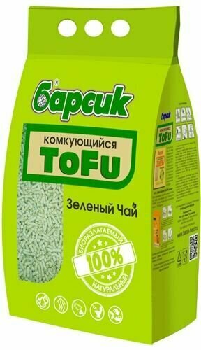 Барсик Наполнитель TOFU Зелёный Чай древесный комкующийся 4,54л