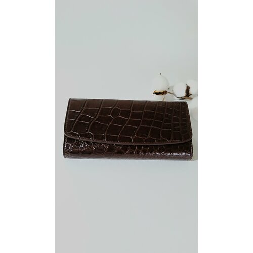 фото Кошелек exotic leather, фактура под рептилию, коричневый