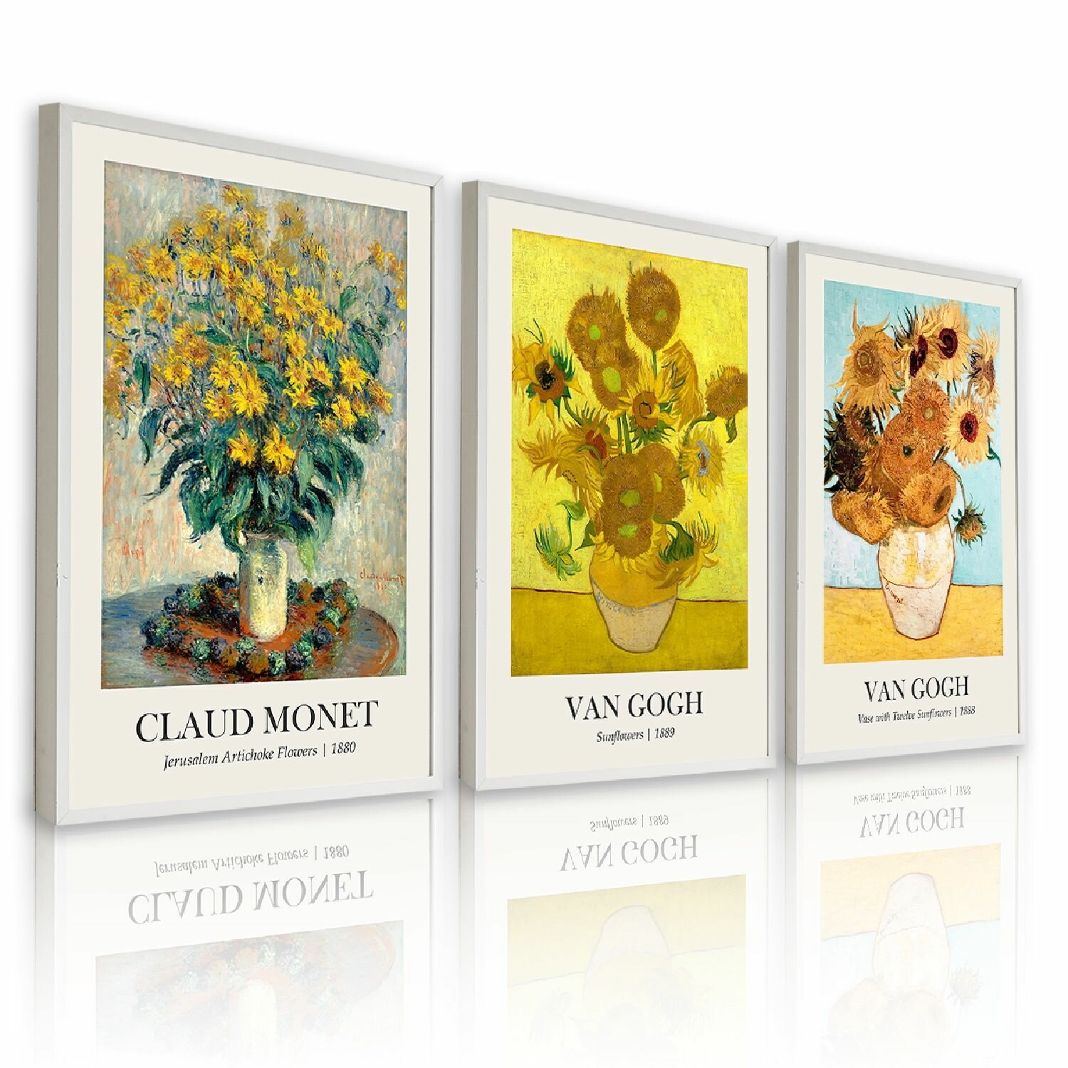 Набор плакатов для интерьера "Van Gogh & Cl Monet / Ван Гог и Клод Моне №1" 3 постера на стену в крафтовой упаковке