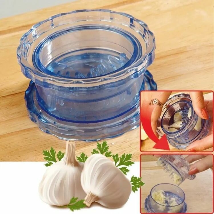 фото Мельница для чеснока, синий, Пресс для чеснока и орехов, чеснокодавилка/ Чеснокодавка ручная