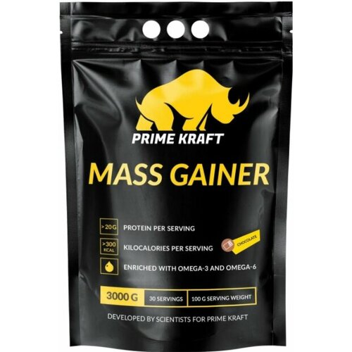 фото Гейнеры высокоуглеводные, prime kraft, mass gainer, 3000 г, шоколад
