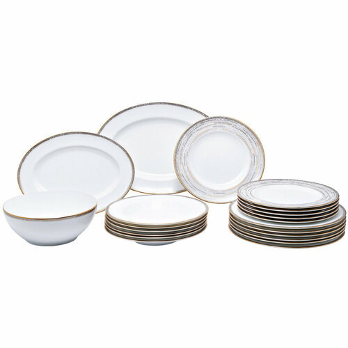 Столовый сервиз из костяного фарфора Хаку на 6 персон 21 предмет белыйдекор серия Haku Noritake NOR4959-Dinner set-621 143640₽