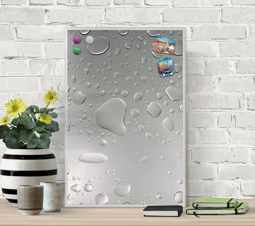 Изображение товара Магнитная настенная доска АртБорд "Гравитация" полимерная для хранения магнитов, с горизонтальным и вертикальным креплением, для дома и офиса, в тонком алюминиевом багете, 60х40 см