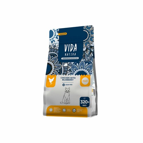 Корм Vida Nativa для взрослых кошек с курицей и черникой 0,32 кг
