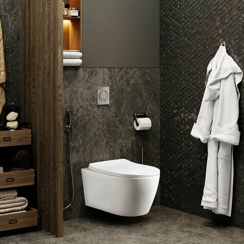 Унитаз подвесной Ceruttispa Sella PP, безободковый, с крышкой и сиденьем микролифт (СТ9738) белый