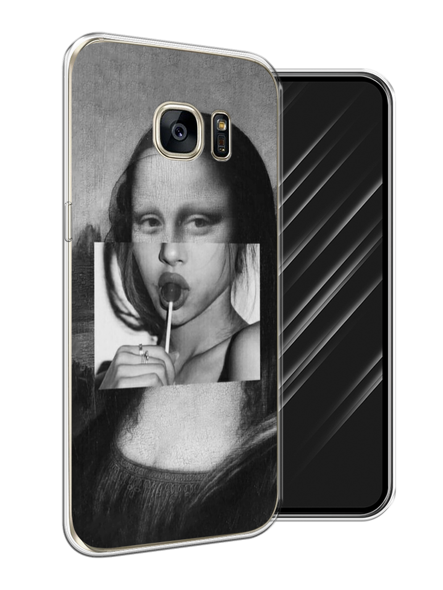 Силиконовый чехол на Samsung Galaxy S7 / Самсунг Галакси S7 "Mona Lisa sucking lollipop"